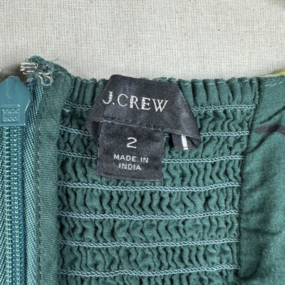J. Crew Sweetheart Long Sleeve Mini Dress size 2 Green Vintage Vines - Picture 2 of 8